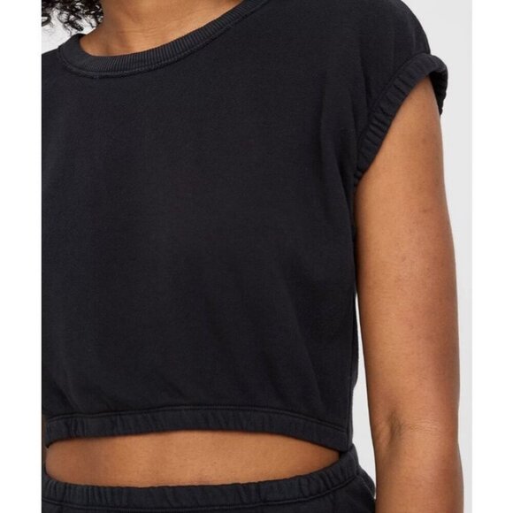 NWT Offline By Aerie Weekend Fleece Cut Out Dress Black Crewneck Size Medium - Picture 3 of 7